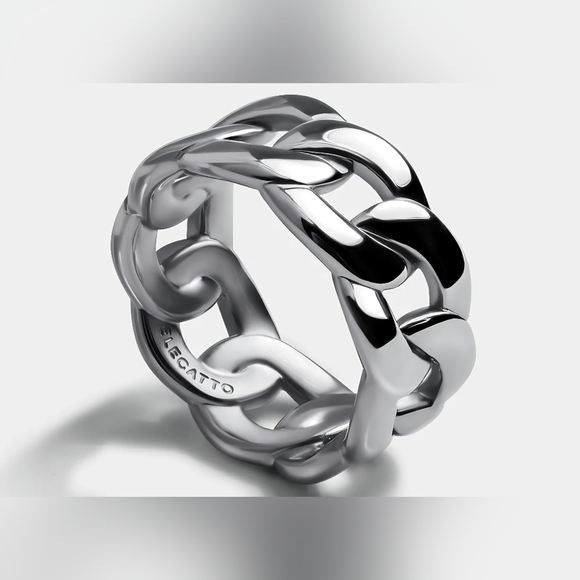 Elegatto Silver Cuban Link Chain Ring Size 10 Gift Box Included - Picture 4 of 8